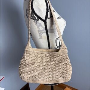 Elegant Beige Crochet Shoulder Bag